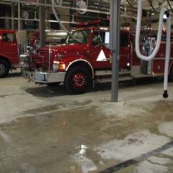 A sample drain system installed in a fire station setting