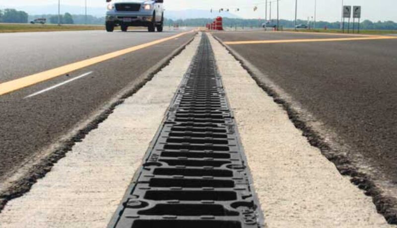 A sample drain system installed on a road